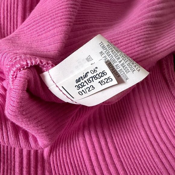 Aerie Pink Ribbed One-Shoulder Dress Women's Size Small - Picture 10 of 11